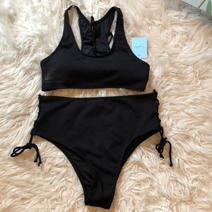 Black razor back bikini